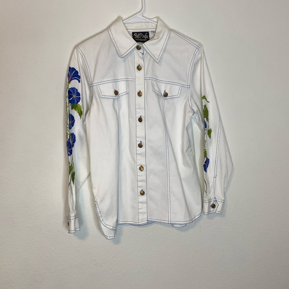 Bob Mackie Embroidered Wearable Art Shirt Size XS